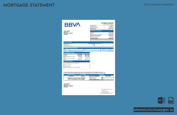 Beispielansicht eines Hypothekenauszugs der BBVA Bank in Paraguay (Word- und PDF-Format)